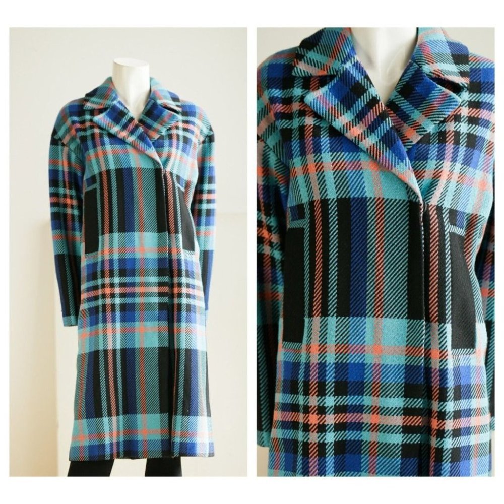 Topshop Multicolor Plaid Pea Coat